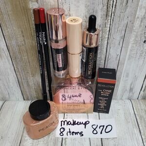 Revolution Makeup Lot 8 Items Concealer Powder Foundation Lip Liner Blush Stick